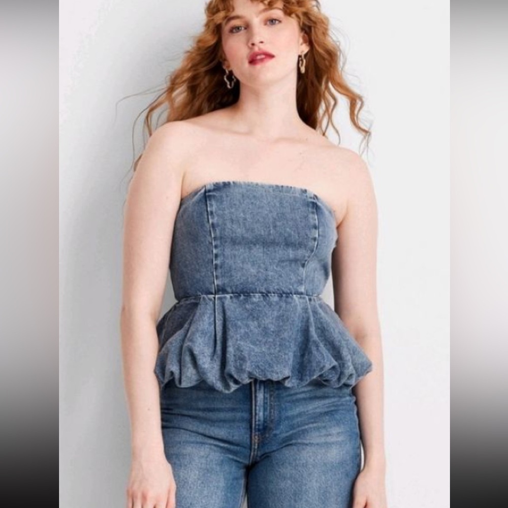 Denim Strapless Women's Top